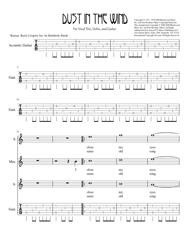 Dust In The Wind (arr. Kimberly Steele)