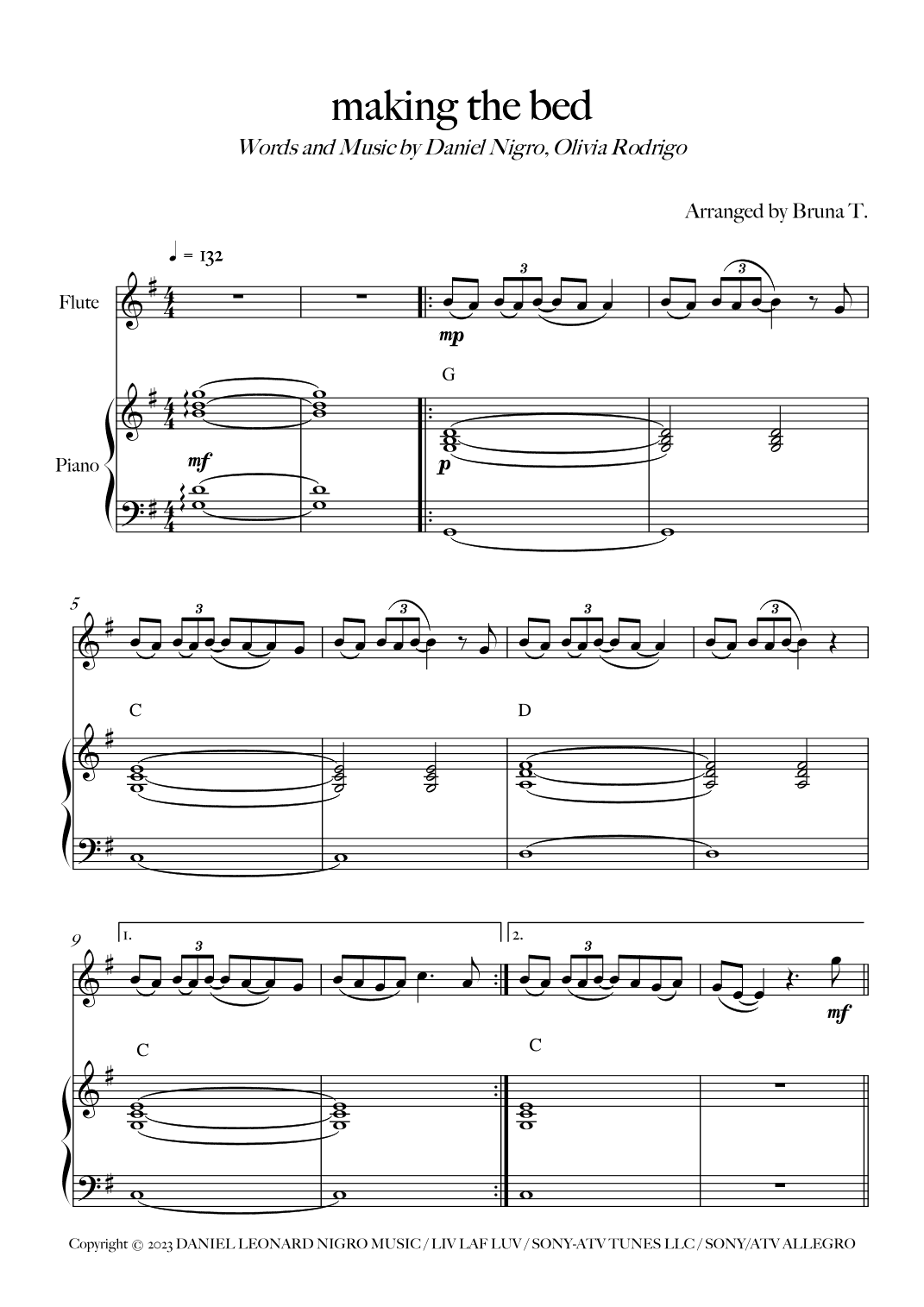 Making The Bed (arr. Bruna T.)
