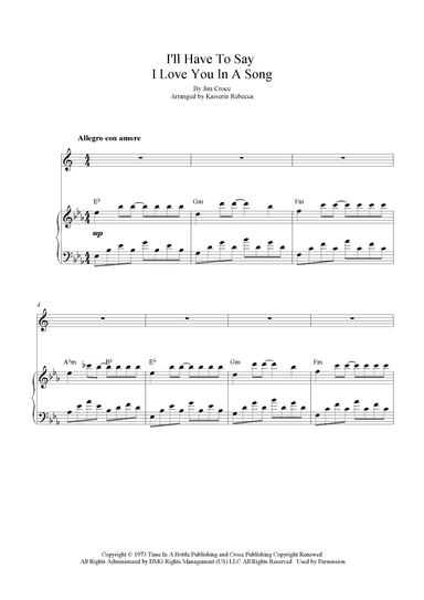 I'll Have To Say I Love You In A Song (arr. Kaiserin Rebecca)