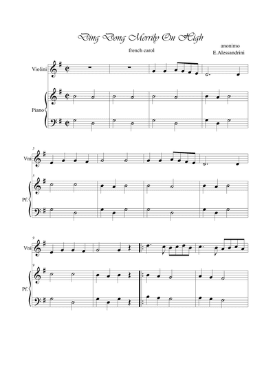 Ding Dong Merrily on high. Violin and piano duo (arr. Ester Alessandrini)