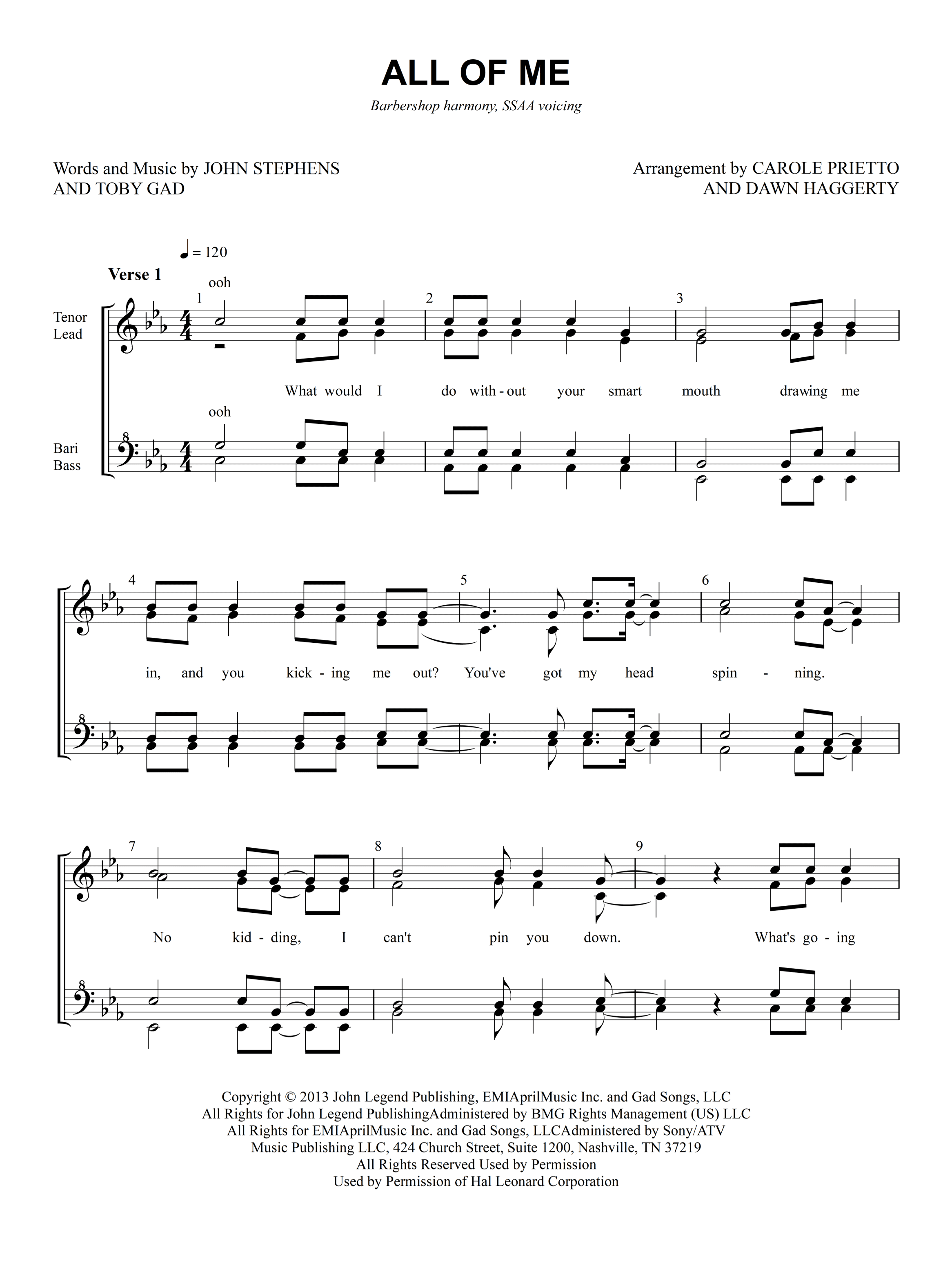 All Of Me (arr. Carole Prietto, Dawn Haggerty)