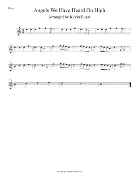 Angels We Have Heard On High (Easy key of C) Flute (arr. Kevin Busse)