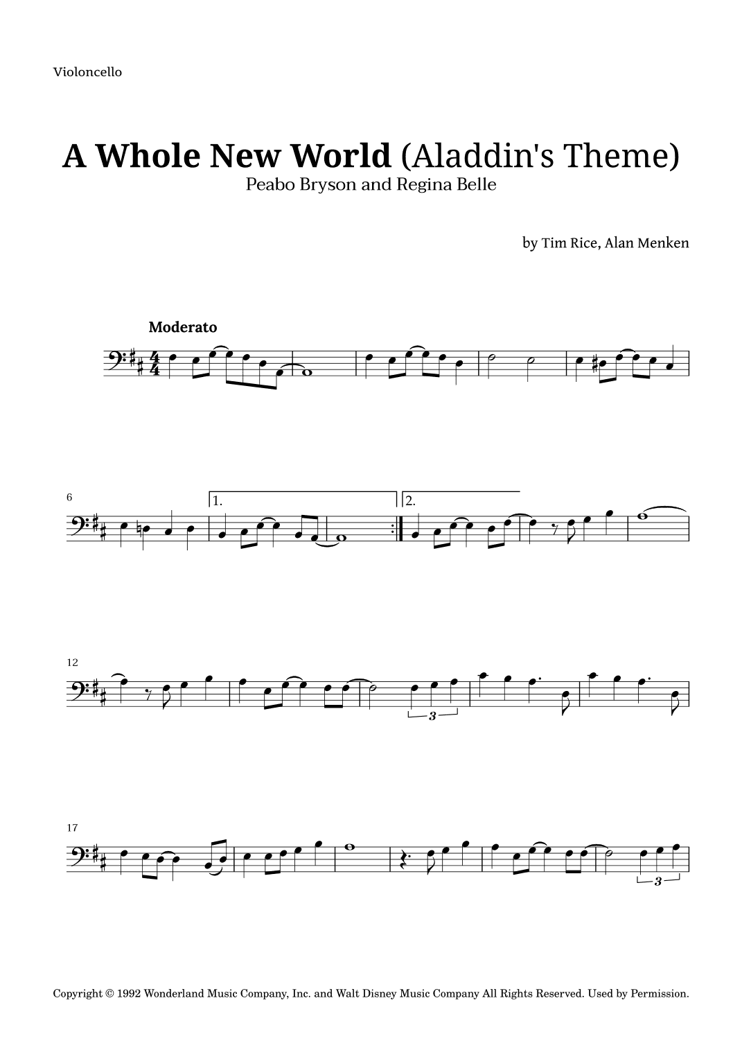 A Whole New World (aladdin's Theme) (arr. Langanho)