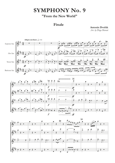 Finale from Symphony No. 9 "From the New World" for Saxophone Quartet (arr. Diego Marani)