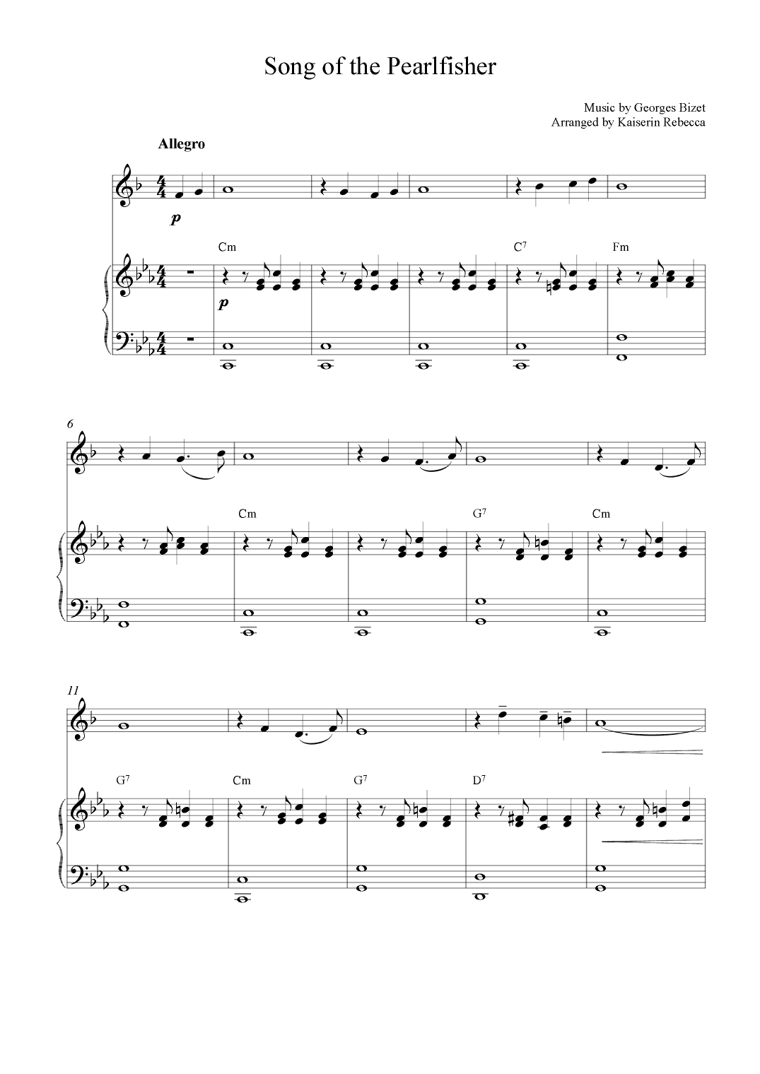Song of the Pearlfisher (arr. Kaiserin Rebecca)