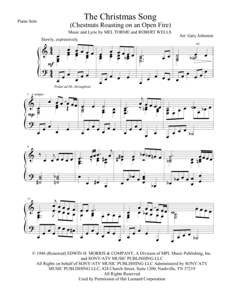 The Christmas Song (Chestnuts Roasting On An Open Fire) (arr. Gary Johnston ASCAP, SOCAN)