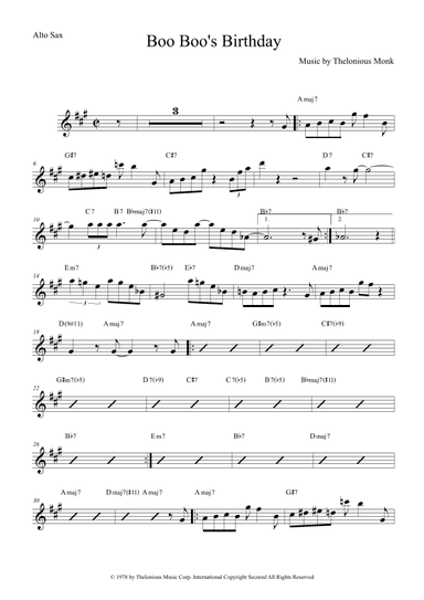Boo Boo's Birthday (arr. The Sheet Music Library)