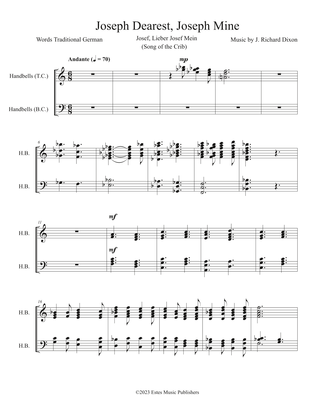 Bell Score for "Joseph Dearest, Joseph Mine" (arr. James Dixon)