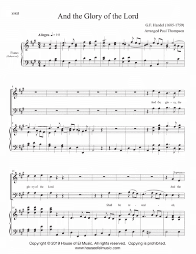 And the Glory of the Lord - The Messiah for Young Voices (SAB) (arr. Paul Thompson)