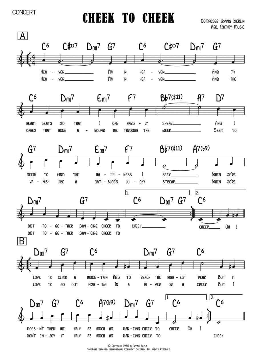 Cheek To Cheek (arr. Rammy Music)