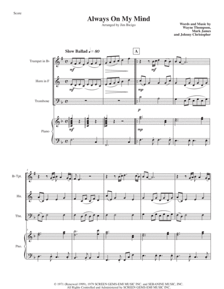 Always On My Mind (arr. Jim Bicigo)