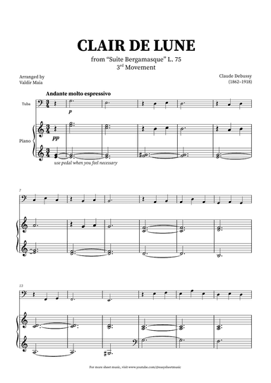 Clair de Lune - Tuba and Piano (arr. Valdir Maia)