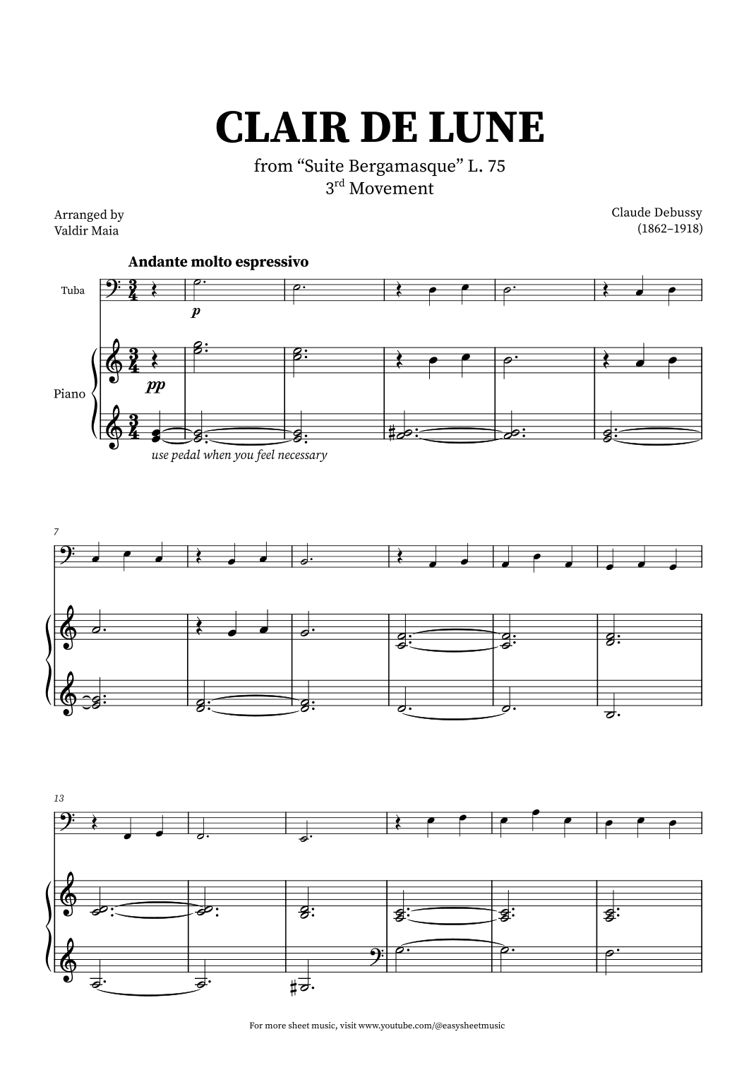 Clair de Lune - Tuba and Piano (arr. Valdir Maia)
