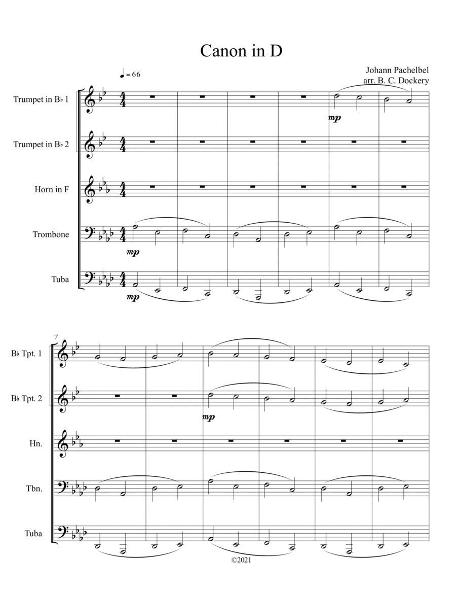 Canon in D (Brass Quintet) (arr. B. C. Dockery)