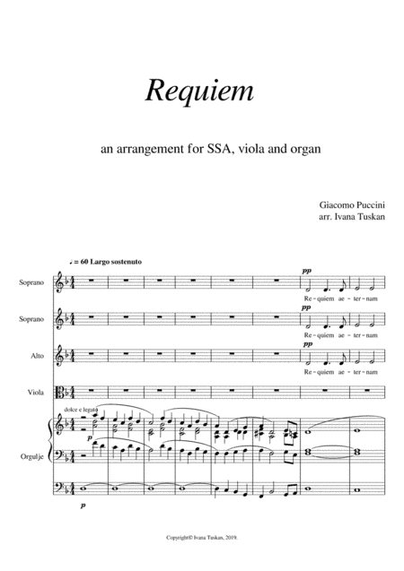 Requiem, for SSA, viola and organ (arr. Ivana Tuskan)