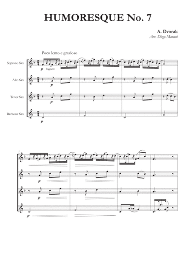 Humoresque No. 7 for Saxophone Quartet (arr. Diego Marani)