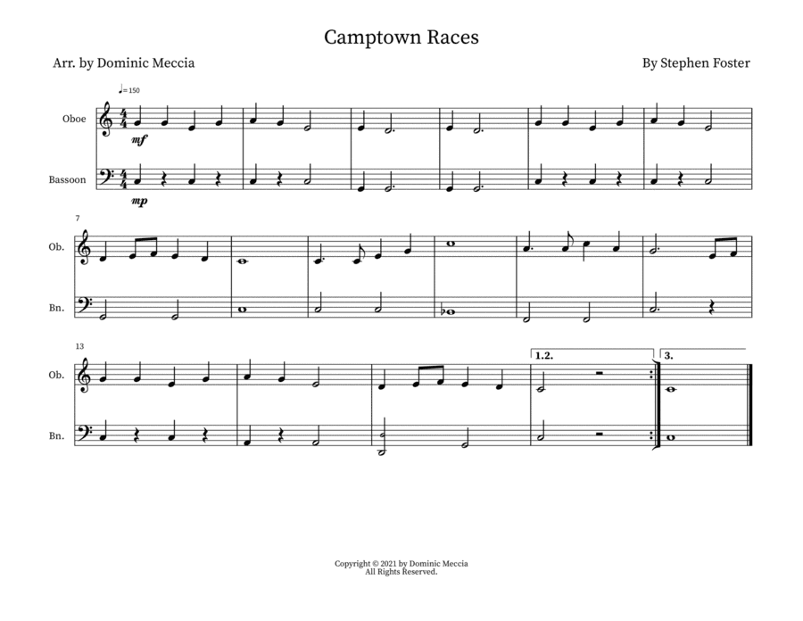 Camptown Races- Oboe and Bassoon Duet (arr. Dominic Meccia)