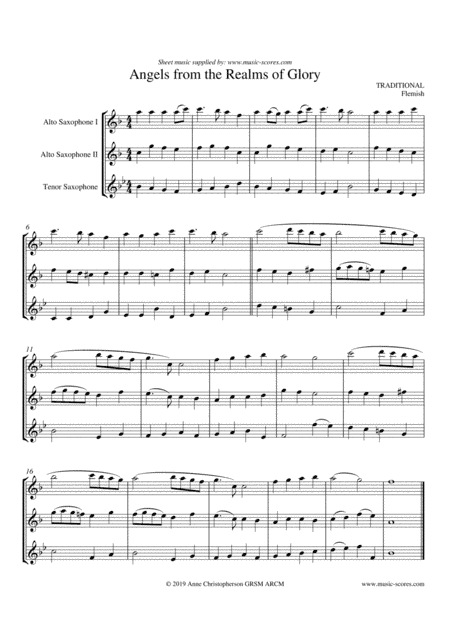 Angels From the Realms of Glory - Sax Trio - higher (arr. Anne L Christopherson GRSM ARCM)