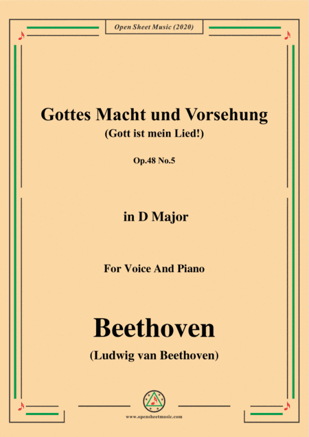 Beethoven-Gottes Macht und Vorsehung,Op.48 No.5,in D Major,for Voice and Piano (arr. MSM)