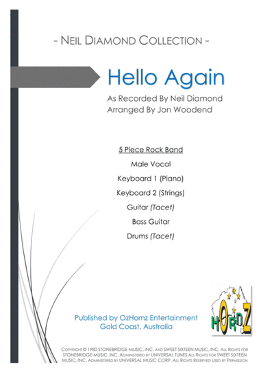 Hello Again (arr. Jon Woodend)