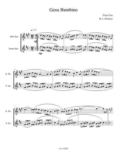 Gesu Bambino (Alto and Tenor Sax Duet) (arr. B. C. Dockery)