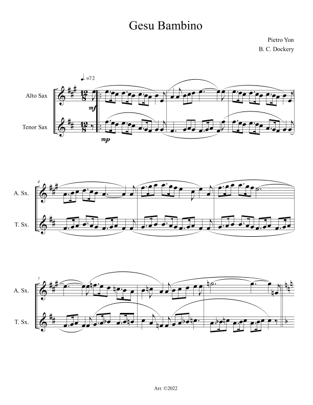 Gesu Bambino (Alto and Tenor Sax Duet) (arr. B. C. Dockery)