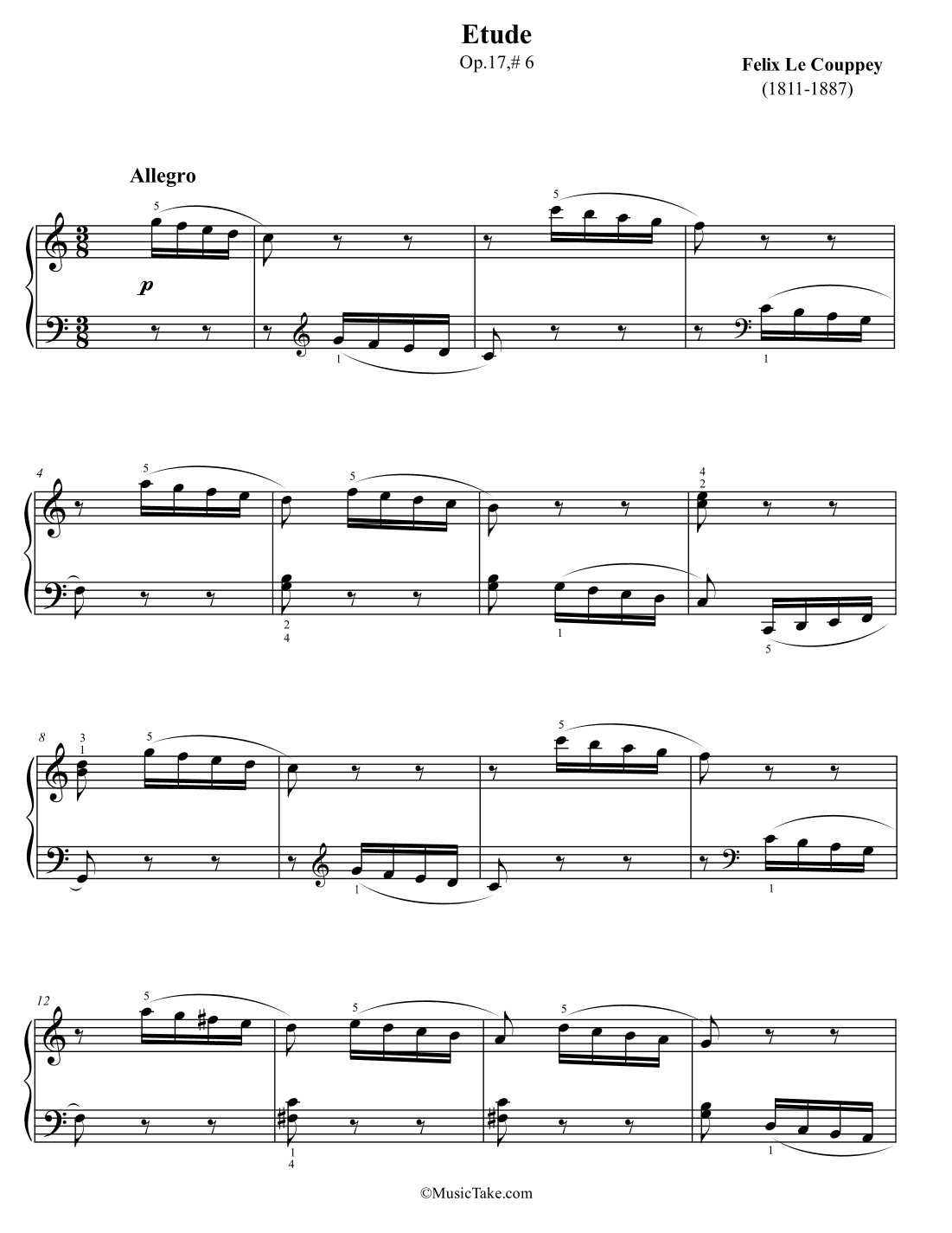 Le Couppey Etude for 5 fimgers (arr. Ben Choupak)