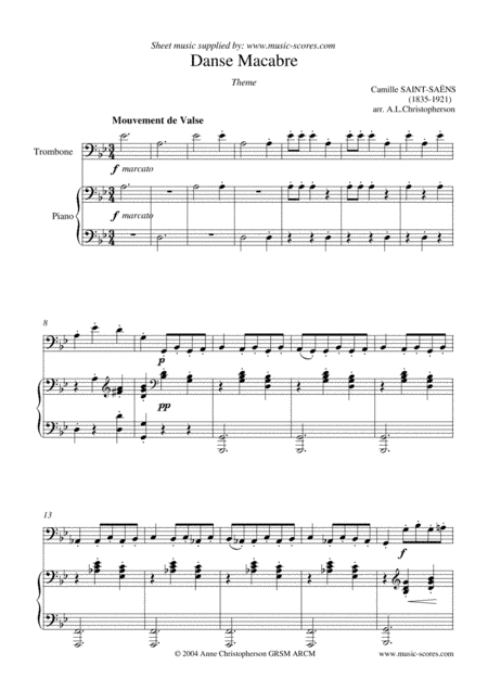 Danse Macabre - Trombone and Piano (arr. Anne L Christopherson GRSM ARCM)