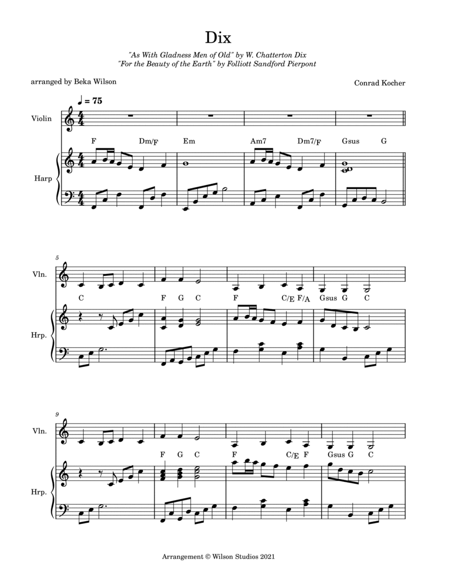 For the Beauty of the Earth--violin/harp duet (arr. Beka Wilson)