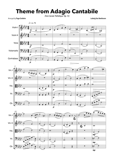 Theme From Adagio Cantabile (from Sonata 'Pathétique' Op.13) (arr. Tiago Cordeiro)