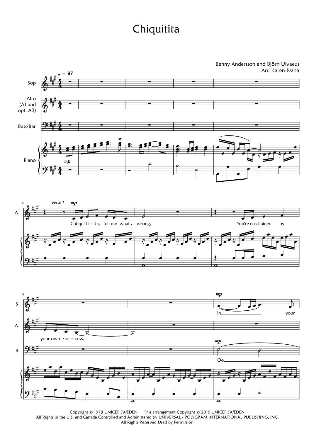 Chiquitita (arr. Karen Ivana)