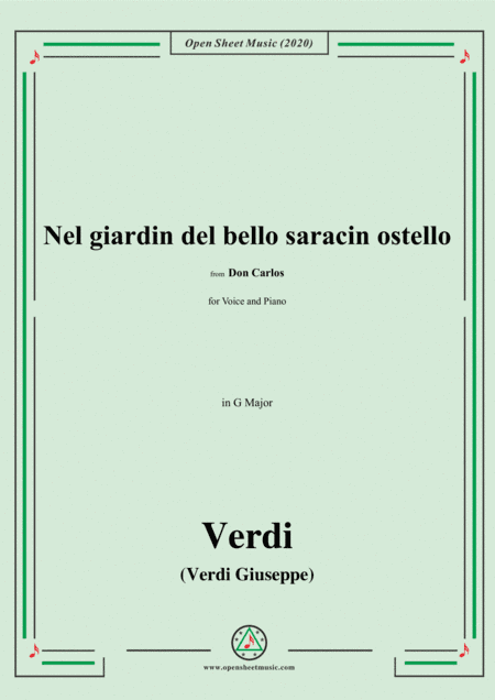 Verdi-Nel giardin del bello saracin ostello,in G Major,for Voice and Piano (arr. MSM)