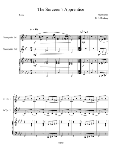 The Sorcerer's Apprentice (Trumpet Duet with Piano Accompaniment) (arr. B. C. Dockery)