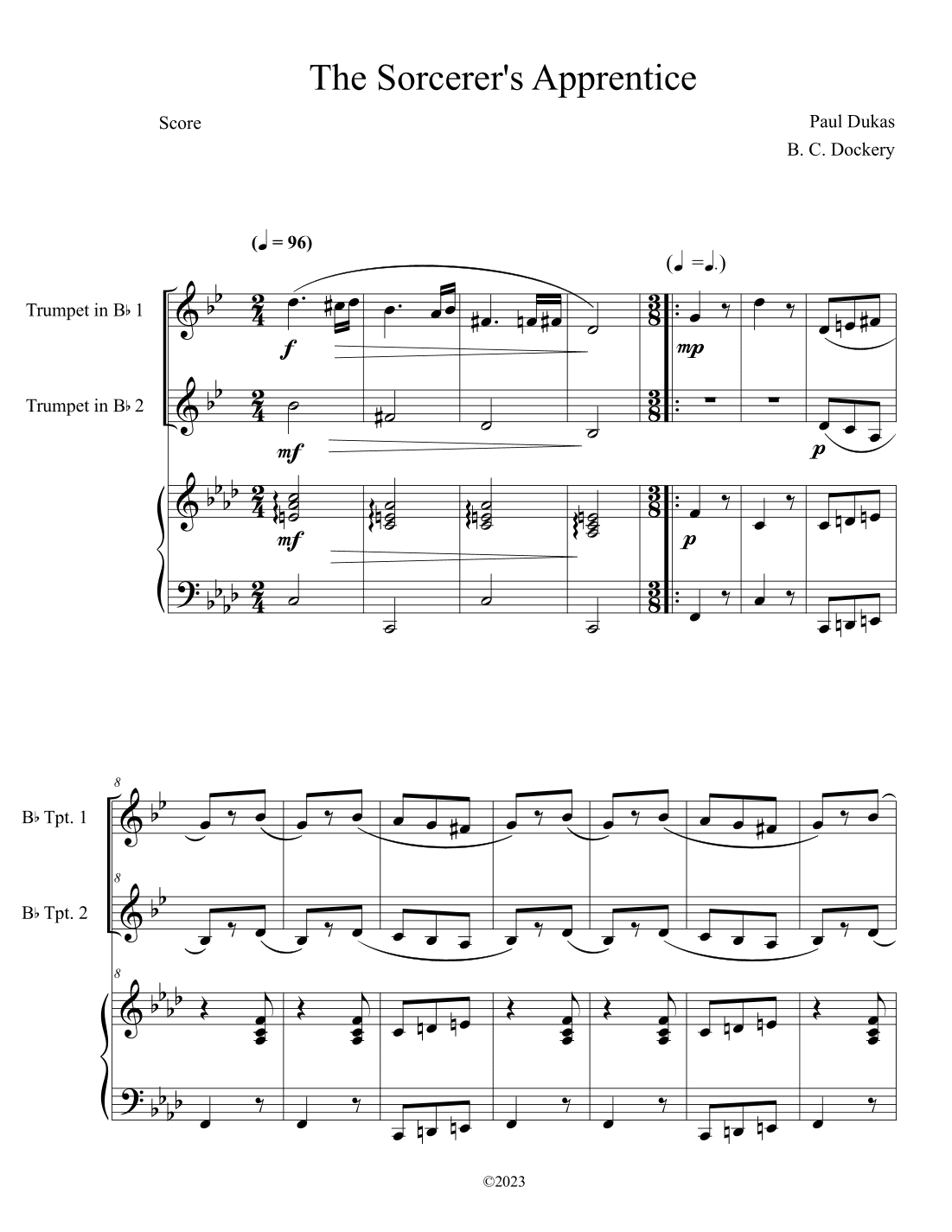 The Sorcerer's Apprentice (Trumpet Duet with Piano Accompaniment) (arr. B. C. Dockery)