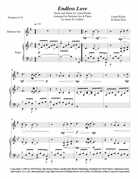 Endless Love (arr. James M. Guthrie, ASCAP)
