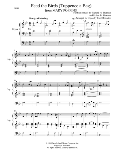 Feed The Birds (tuppence A Bag) (arr. Rob Hlebinsky)