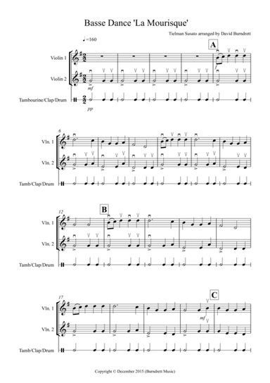 Basse Dance by Susato for Violin Duet (arr. David Burndrett)