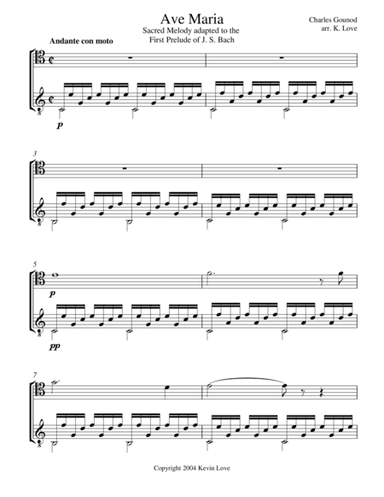 Ave Maria (Cello and Guitar) - Score and Parts (arr. Kevin Love)