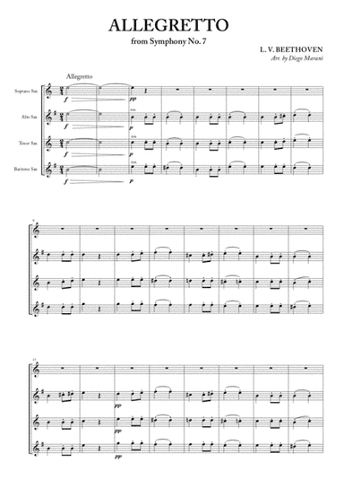 Allegretto from Symphony No. 7 for Saxophone Quartet (arr. Diego Marani)