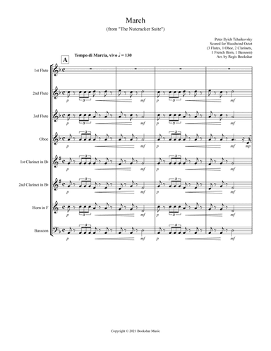 March (from "The Nutcracker Suite") (F) (Woodwind Octet - 3 Flutes, 1 Oboe, 2 Clar, 1 Hrn, 1 Bassoon (arr. Regis Bookshar)