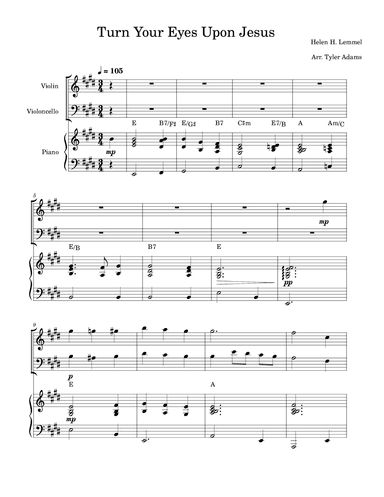 Turn Your Eyes Upon Jesus (Violin and Cello Duet with Piano) (arr. Tyler Adams)