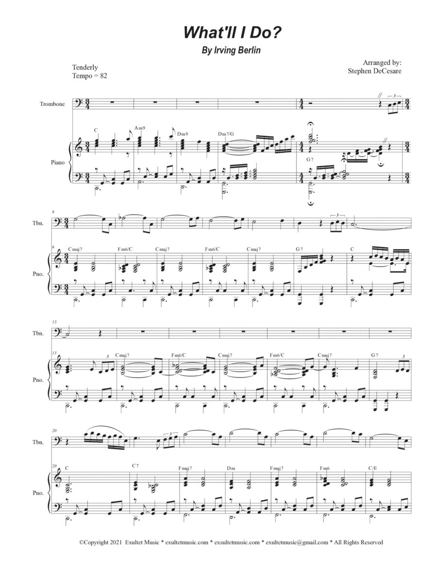What'll I Do? (Trombone solo and Piano) (arr. Stephen DeCesare)