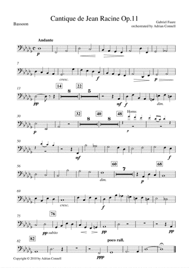 Faure - Cantique de Jean Racine orchestrated Adrian Connell - Bassoon (arr. Adrian Connell)