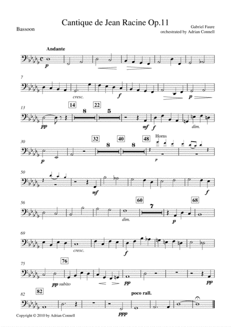Faure - Cantique de Jean Racine orchestrated Adrian Connell - Bassoon (arr. Adrian Connell)