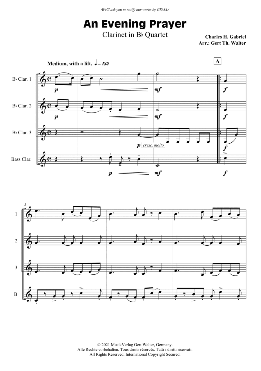 An Evening Prayer (arr. Gert Th. Walter)