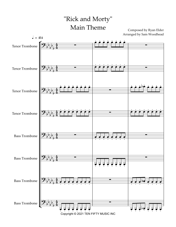 Rick And Morty Theme (arr. Sam Woodhead)