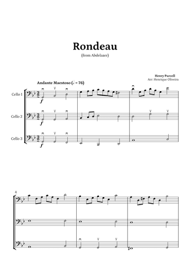 Rondeau from "Abdelazer Suite" by Henry Purcell - For Cello Trio (arr. Henrique Oliveira)