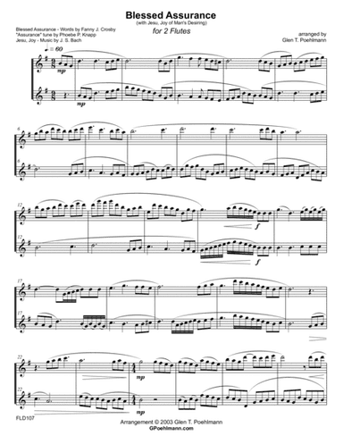 BLESSED ASSURANCE & JESUS JOY OF MAN'S DESIRING - FLUTE DUET (unaccompanied) (arr. Glen Poehlmann)