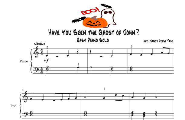 Have You Seen the Ghost of John? arranged as an Easy Piano Solo (arr. Nancy Frese Tabb)