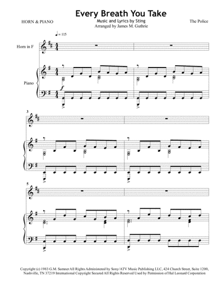 Every Breath You Take (arr. James M. Guthrie, ASCAP)